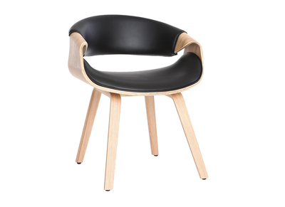 Fauteuil scandinave noir et bois clair ARAMIS