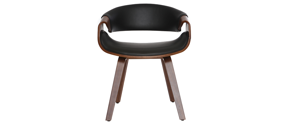 Fauteuil scandinave noir et bois fonc� ARAMIS