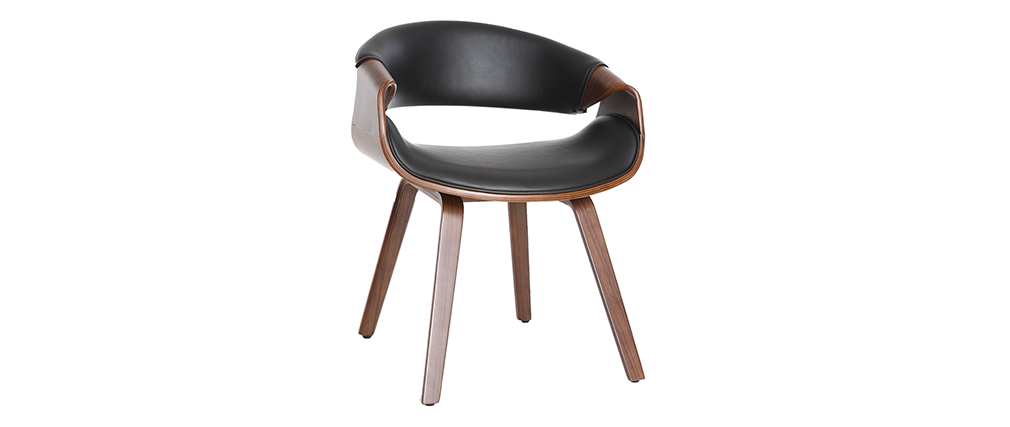 Fauteuil scandinave noir et bois fonc� ARAMIS