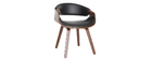 Fauteuil scandinave noir et bois fonc&eacute; ARAMIS
