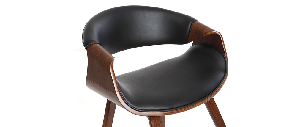 Fauteuil scandinave noir et bois fonc� ARAMIS