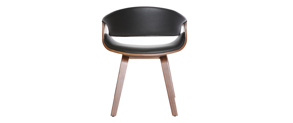 Fauteuil scandinave noir et bois fonc� ARAMIS