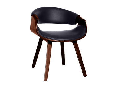 Fauteuil scandinave noir et bois fonc&eacute; ARAMIS