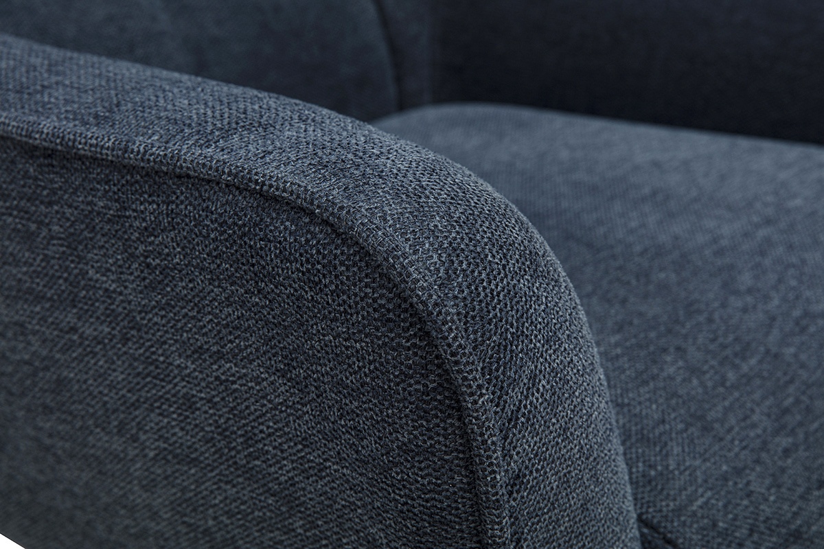 Dtail du tissu effet velours textur bleu fonc du fauteuil scandinave pivotant.