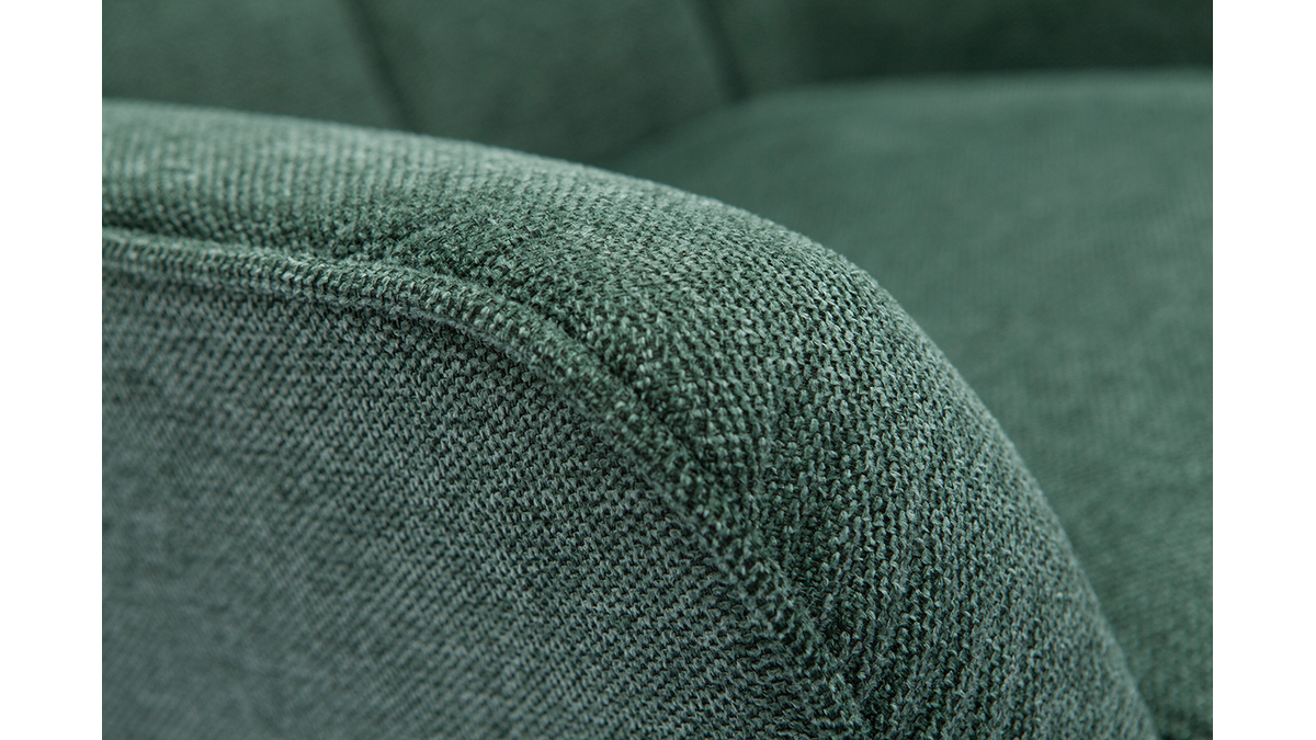 Fauteuil scandinave tissu effet velours texturé vert foncé et hévéa massif  AVERY