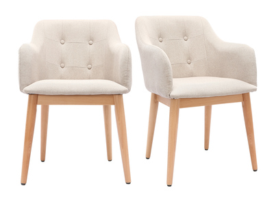 Fauteuil scandinave tissu naturel et pieds bois (lot de 2) BALTIK