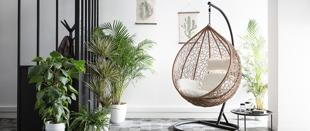 Fauteuil suspendu oeuf r�sine fa�on rotin MOJO