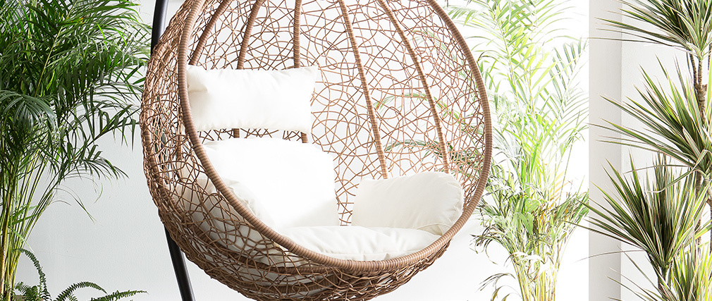 Fauteuil suspendu oeuf r�sine fa�on rotin MOJO