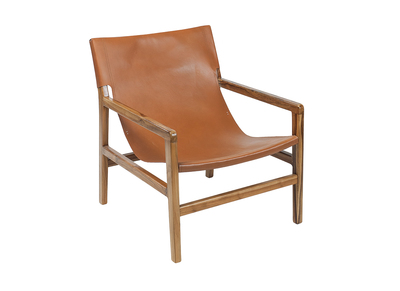 Fauteuil En Cuir Marron Clair - Style Contemporain - État Satisfaisant - Occasion