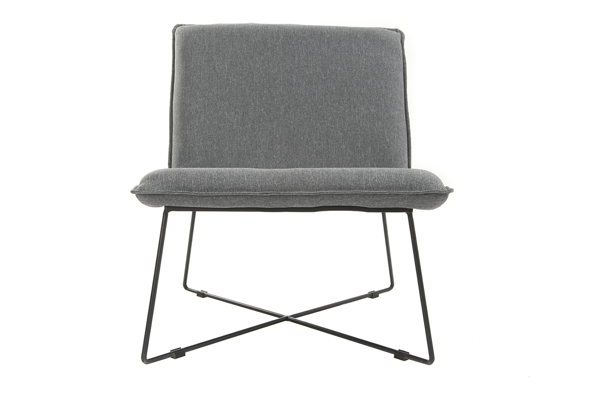 Fauteuil tissu gris fonc et structure mtal noir PILO