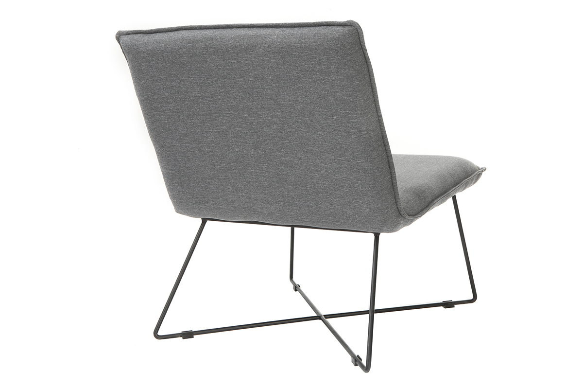 Fauteuil tissu gris fonc et structure mtal noir PILO