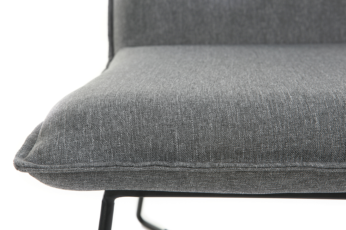 Fauteuil tissu gris fonc et structure mtal noir PILO