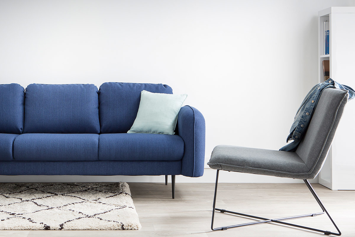 Fauteuil tissu gris fonc et structure mtal noir PILO