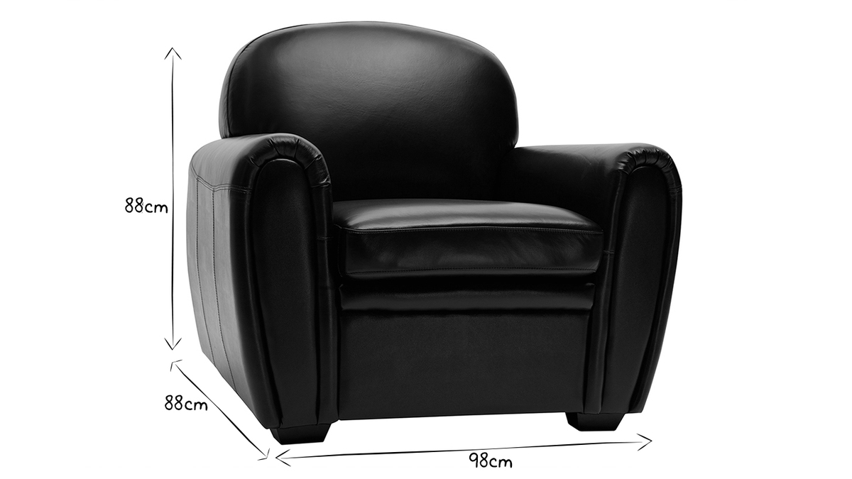 Fauteuil vintage cuir marron CLUB - Miliboo
