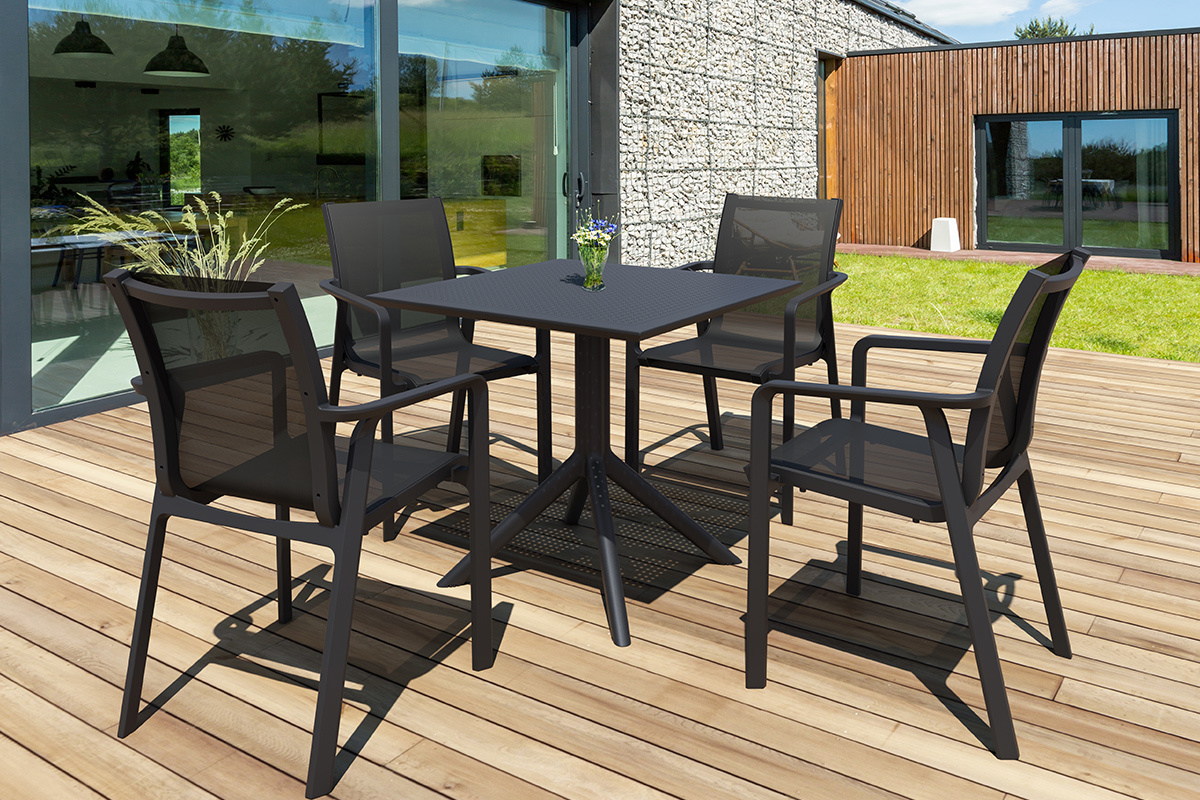 Fauteuils de jardin empilables noirs (lot de 4) CORAIL