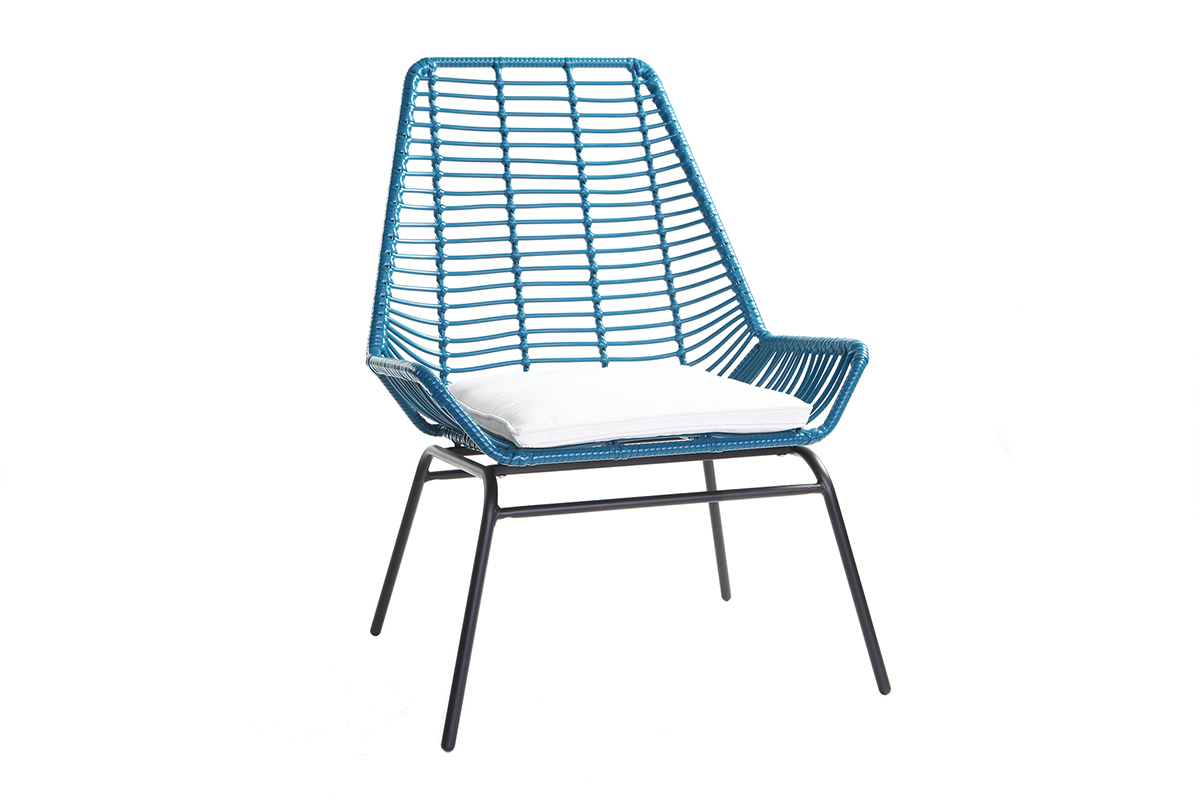 Fauteuils de jardin en fils de r�sine bleu canard (lot de 2) TANGO