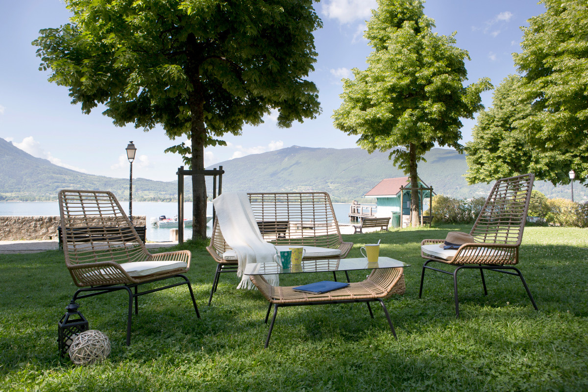 Fauteuils de jardin en fils de r�sine bleu canard (lot de 2) TANGO