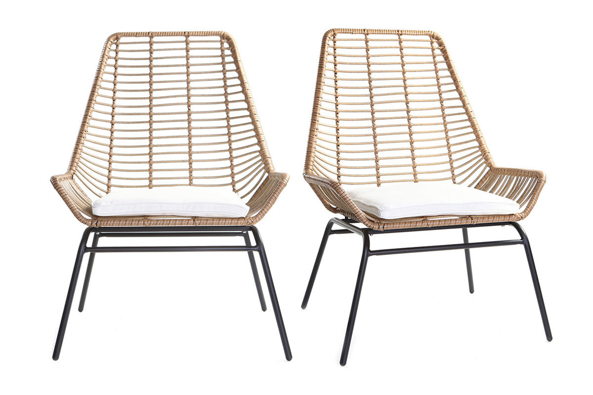 Fauteuils de jardin en fils de rsine faon rotin (lot de 2) TANGO