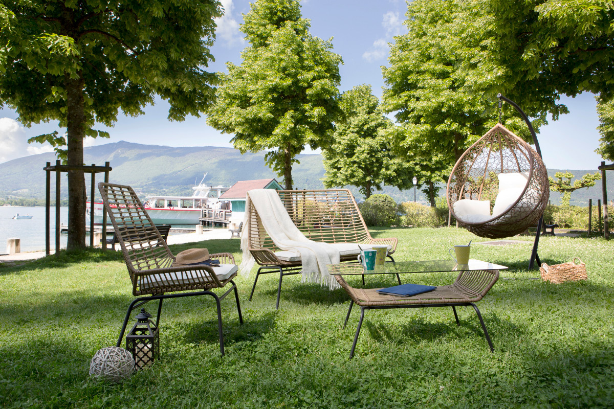 Fauteuils de jardin en fils de rsine faon rotin (lot de 2) TANGO