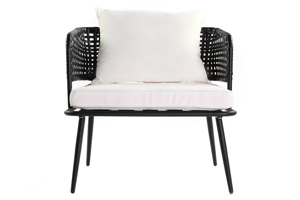 Fauteuils de jardin en fils de rsine faon rotin noir (lot de 2) MONACO