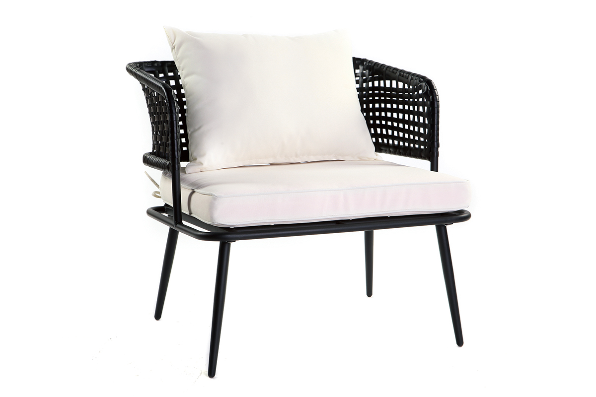 Fauteuils de jardin en fils de rsine faon rotin noir (lot de 2) MONACO