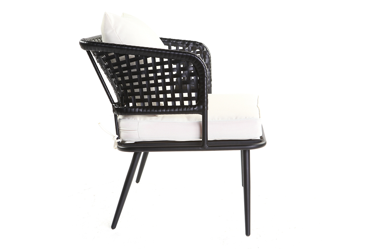 Fauteuils de jardin en fils de rsine faon rotin noir (lot de 2) MONACO