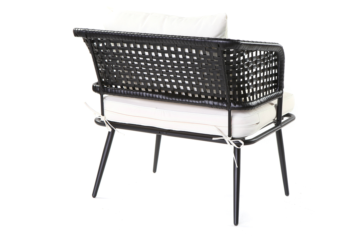 Fauteuils de jardin en fils de rsine faon rotin noir (lot de 2) MONACO