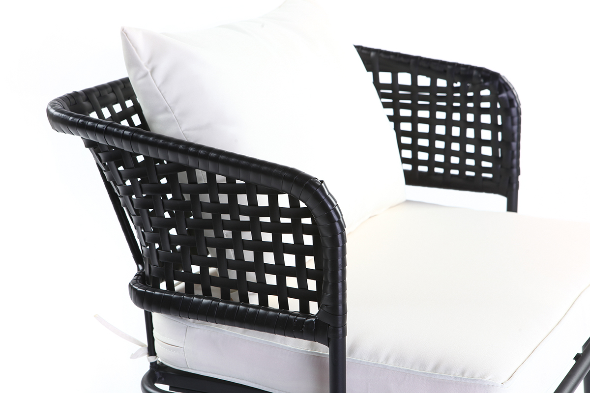 Fauteuils de jardin en fils de rsine faon rotin noir (lot de 2) MONACO