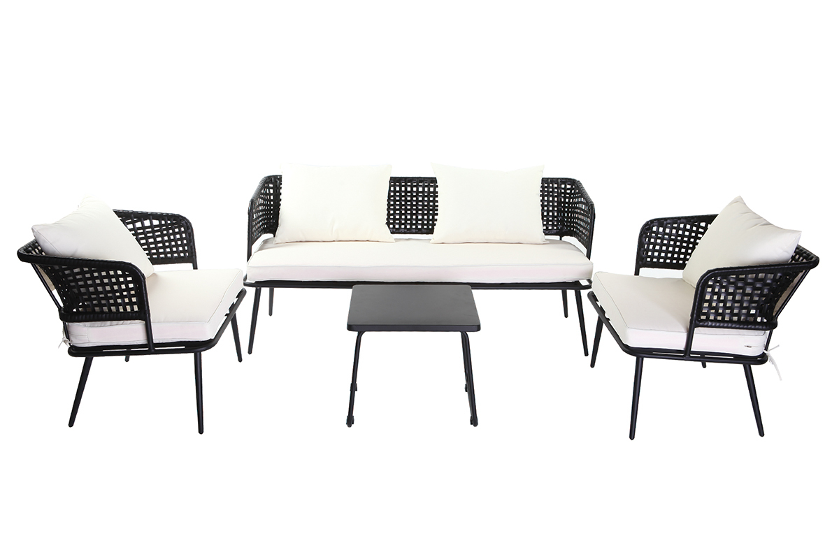 Fauteuils de jardin en fils de rsine faon rotin noir (lot de 2) MONACO