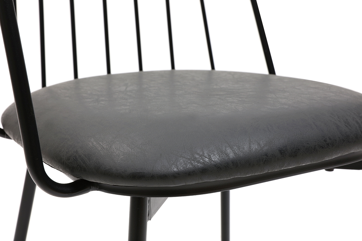 Fauteuils de table design en m�tal noir avec coussin (lot de 2) GRID