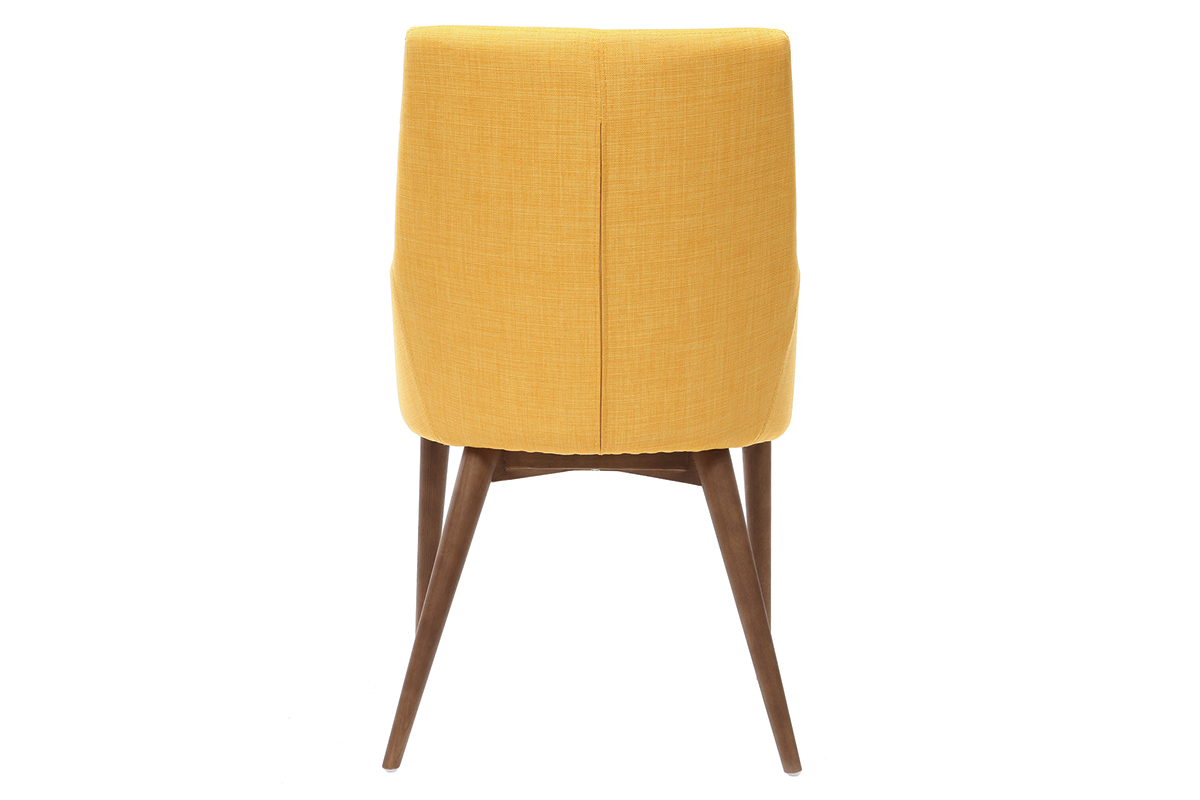 Fauteuils design en bois et tissus jaune (lot de 2) SHANA