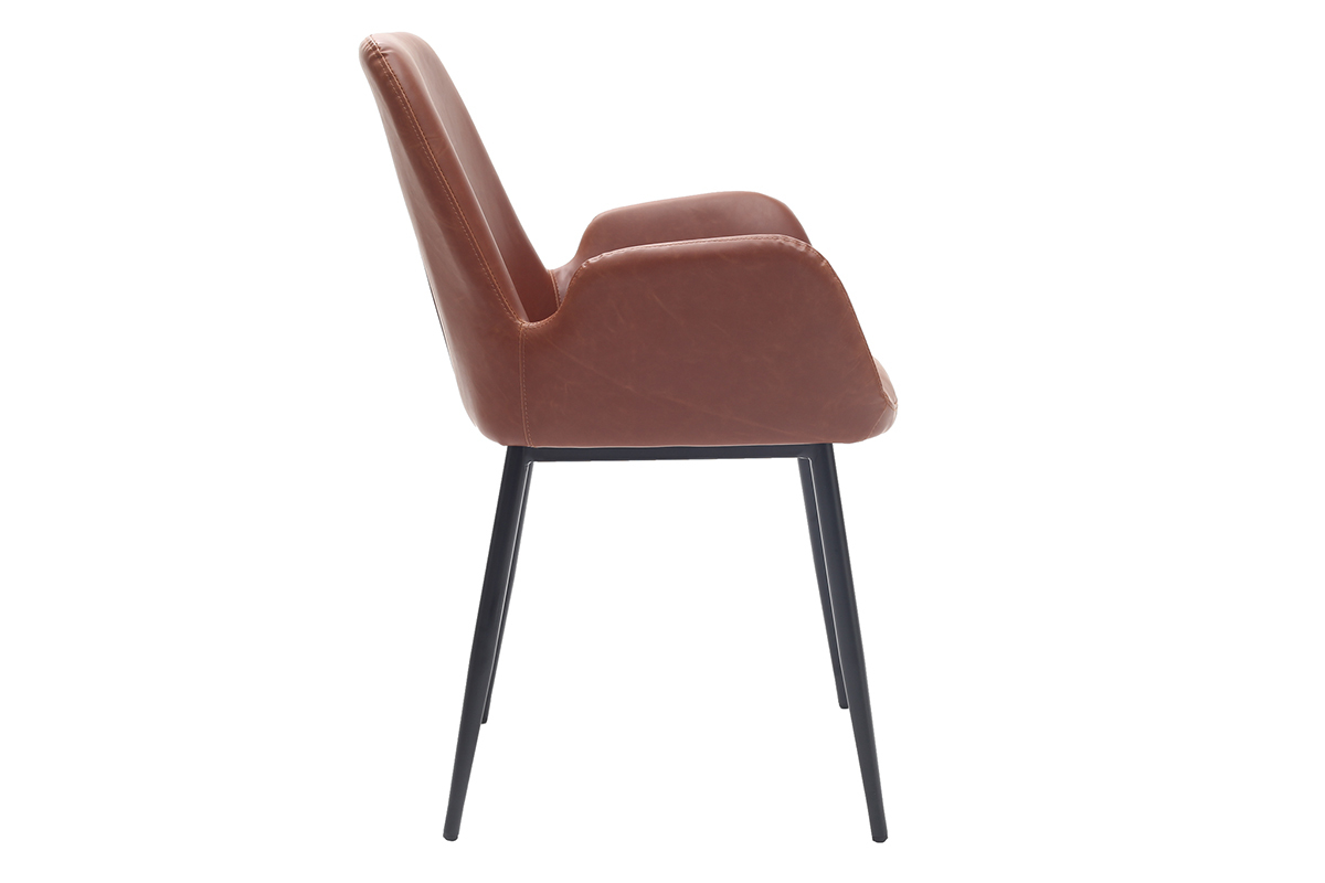 Fauteuils vintage marron clair avec pieds mtal noirs (lot de 2) TIKA