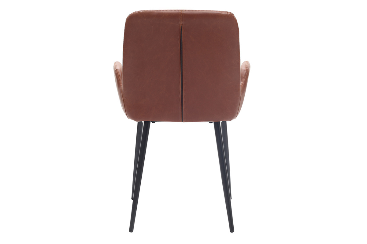 Fauteuils vintage marron clair avec pieds mtal noirs (lot de 2) TIKA