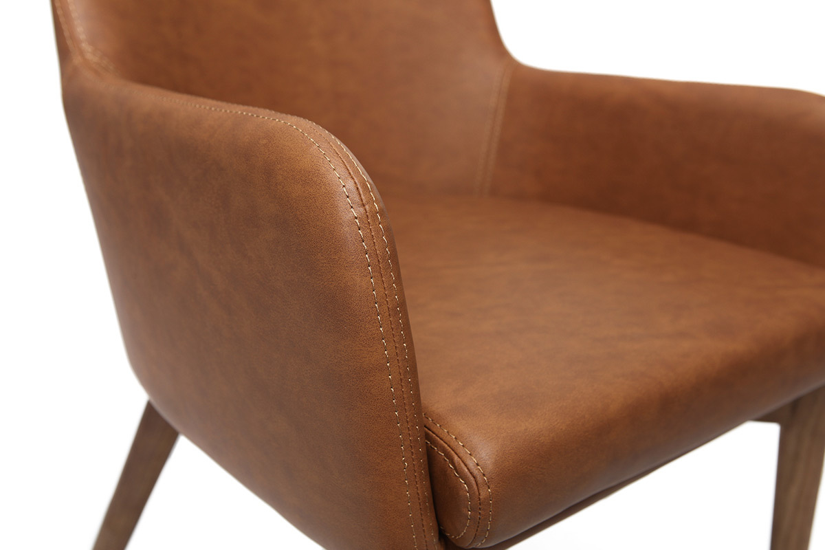 Fauteuils vintage marron et bois (lot de 2) SHANA