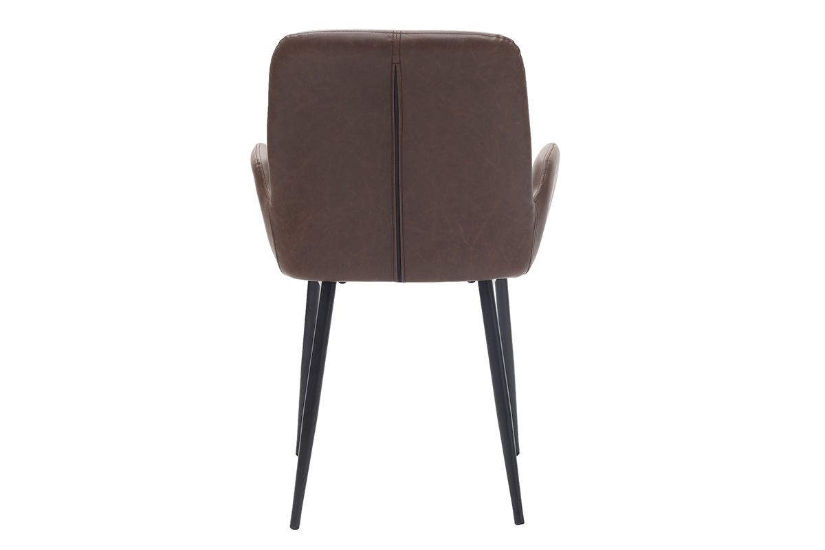 Fauteuils vintage marron fonc� avec pieds m�tal noirs (lot de 2) TIKA