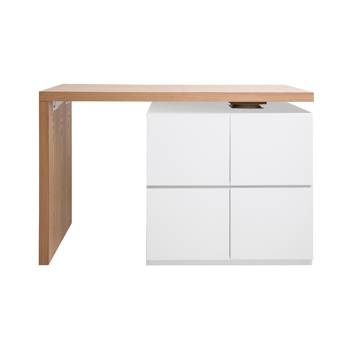 îlot - table de bar modulable avec rangement blanc mat et bois clair chêne L140-177 cm MAX îlot - table de bar modulable avec rangement blanc mat et bois clair chêne L140-177 cm MAX