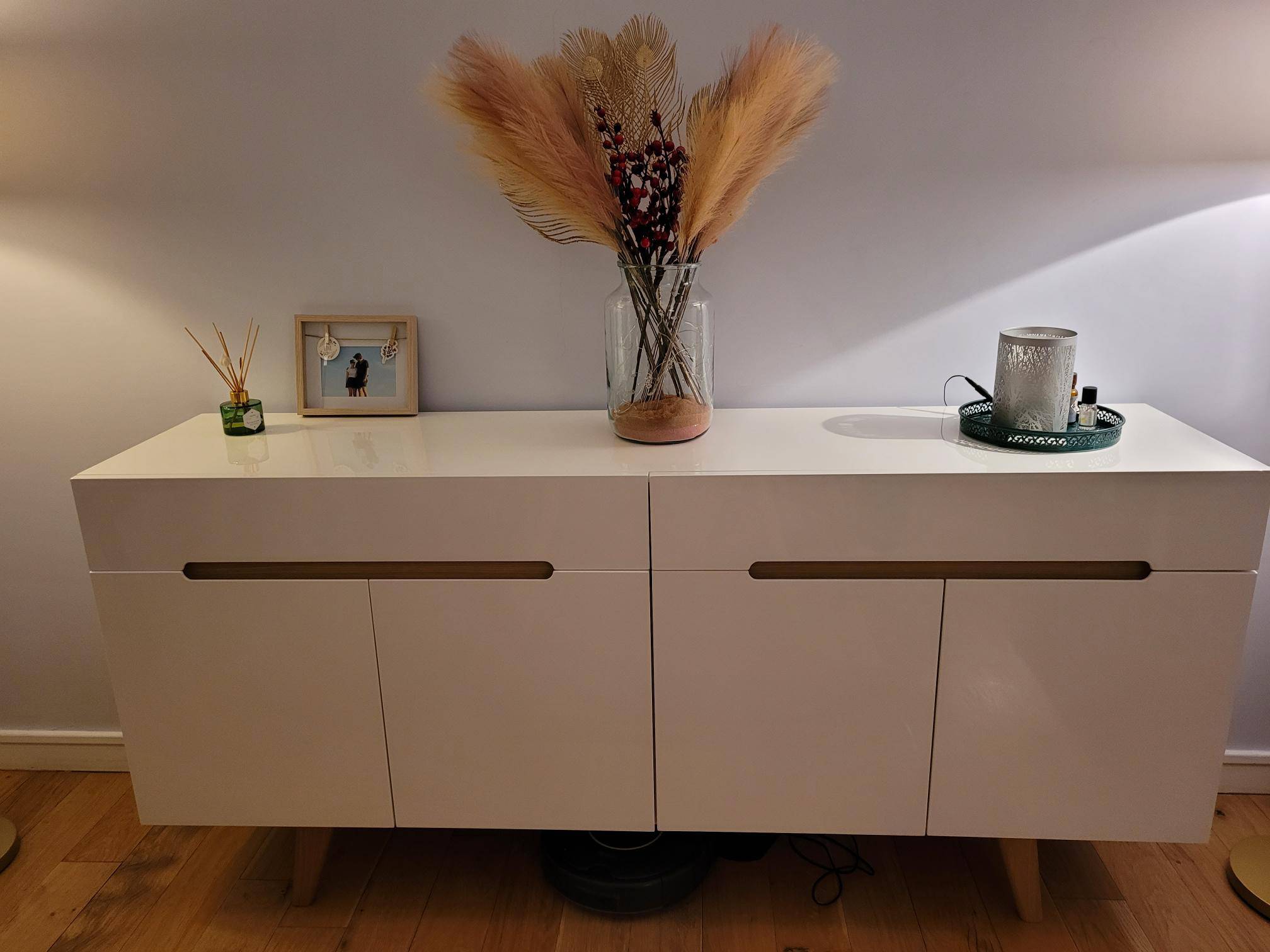 Armoire scandinave avec penderie et tiroirs finition blanc mat et bois  chêne clair L100 cm KELMA - Miliboo