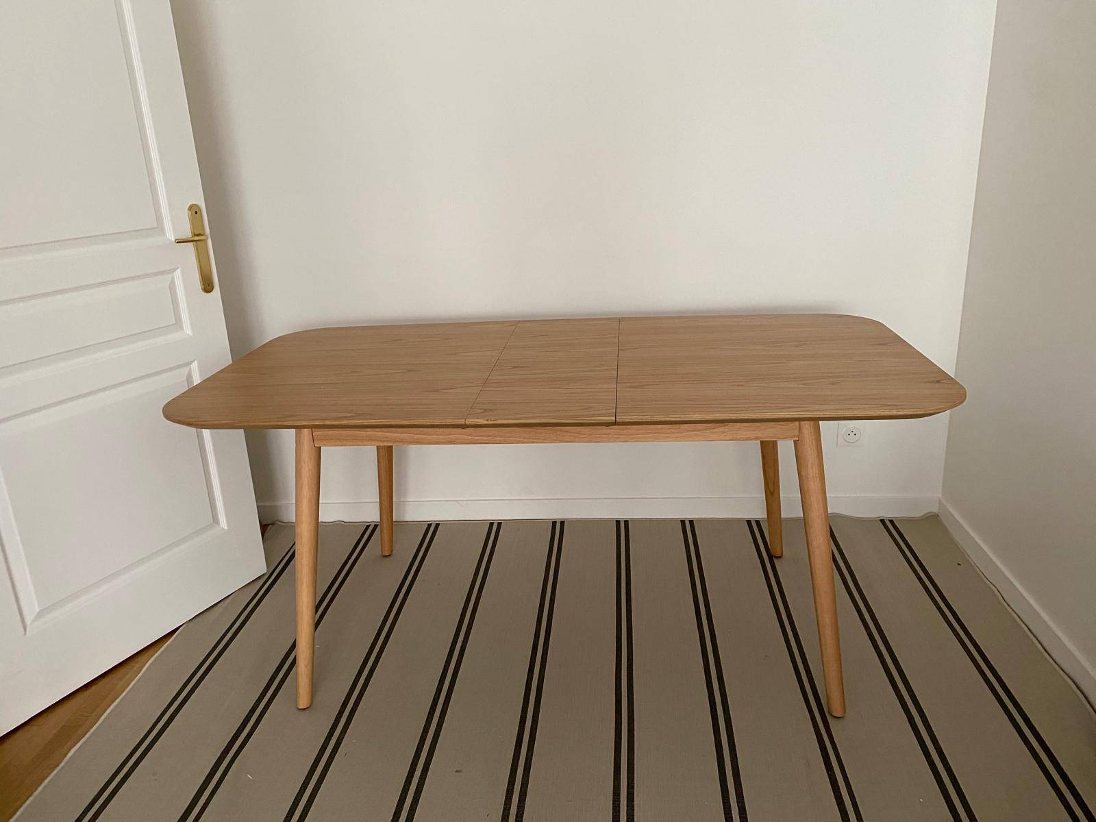 Table extensible rallonges intégrées rectangulaire en bois clair chêne ...