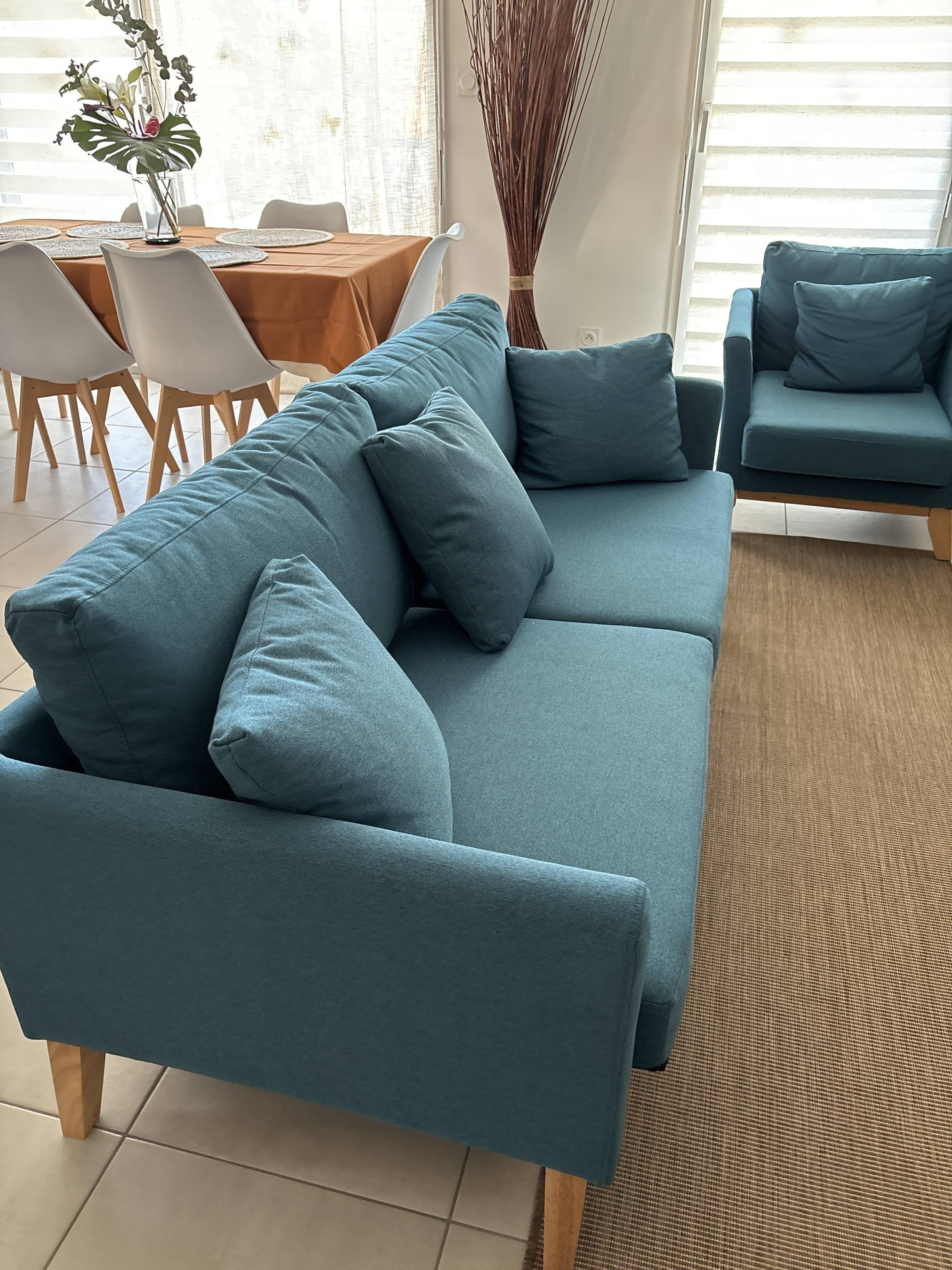 Canapé 3 Places Miliboo Scandinave Vert Déhoussable – 180cm, Tissu