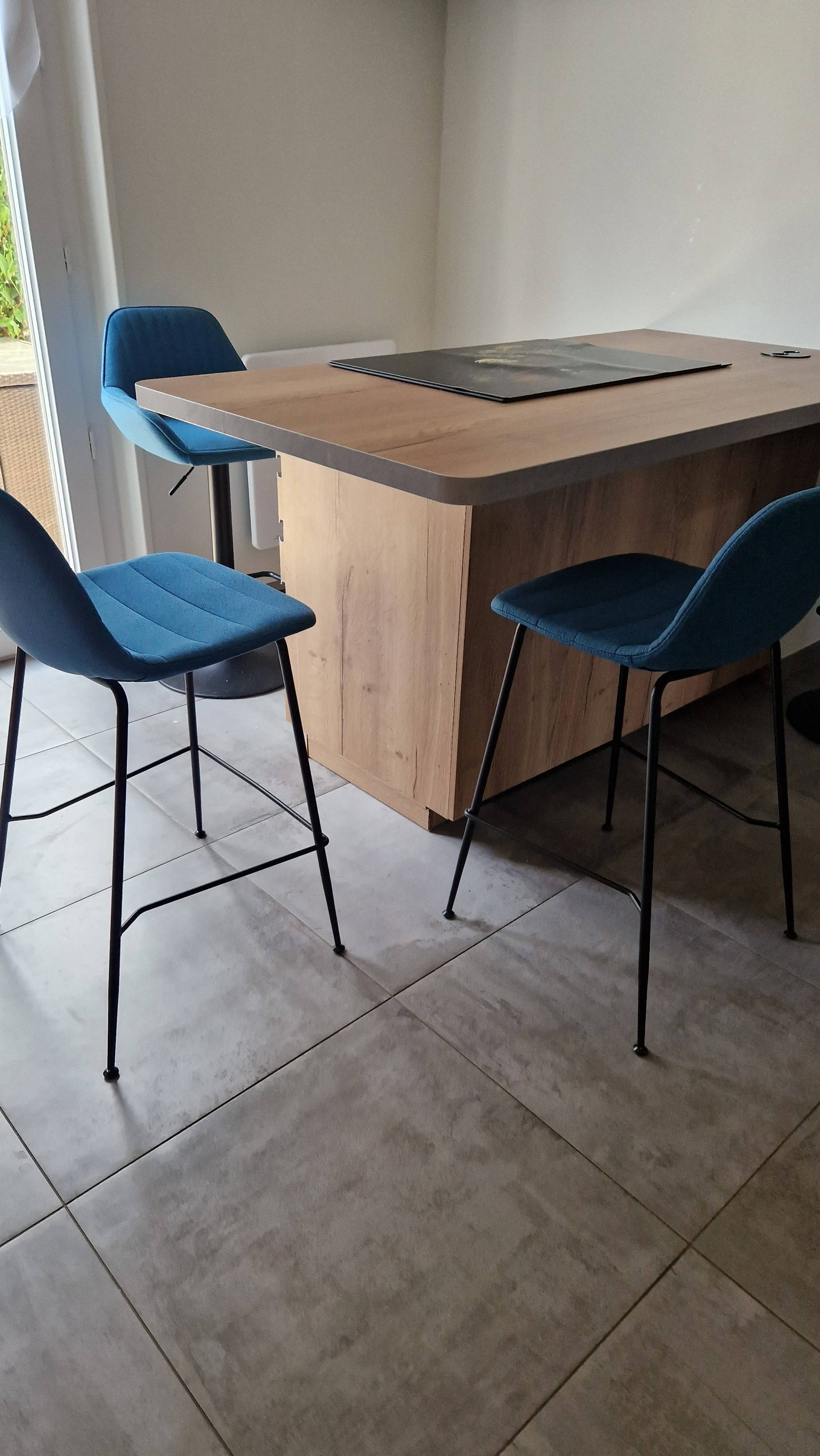Miliboo - Tabourets De Bar En Tissu Effet Velours Texturé Gris Et