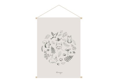 Kakemono enfant tableau en toile suspendue illustration forêt d'automne L40 x H60 cm FORET