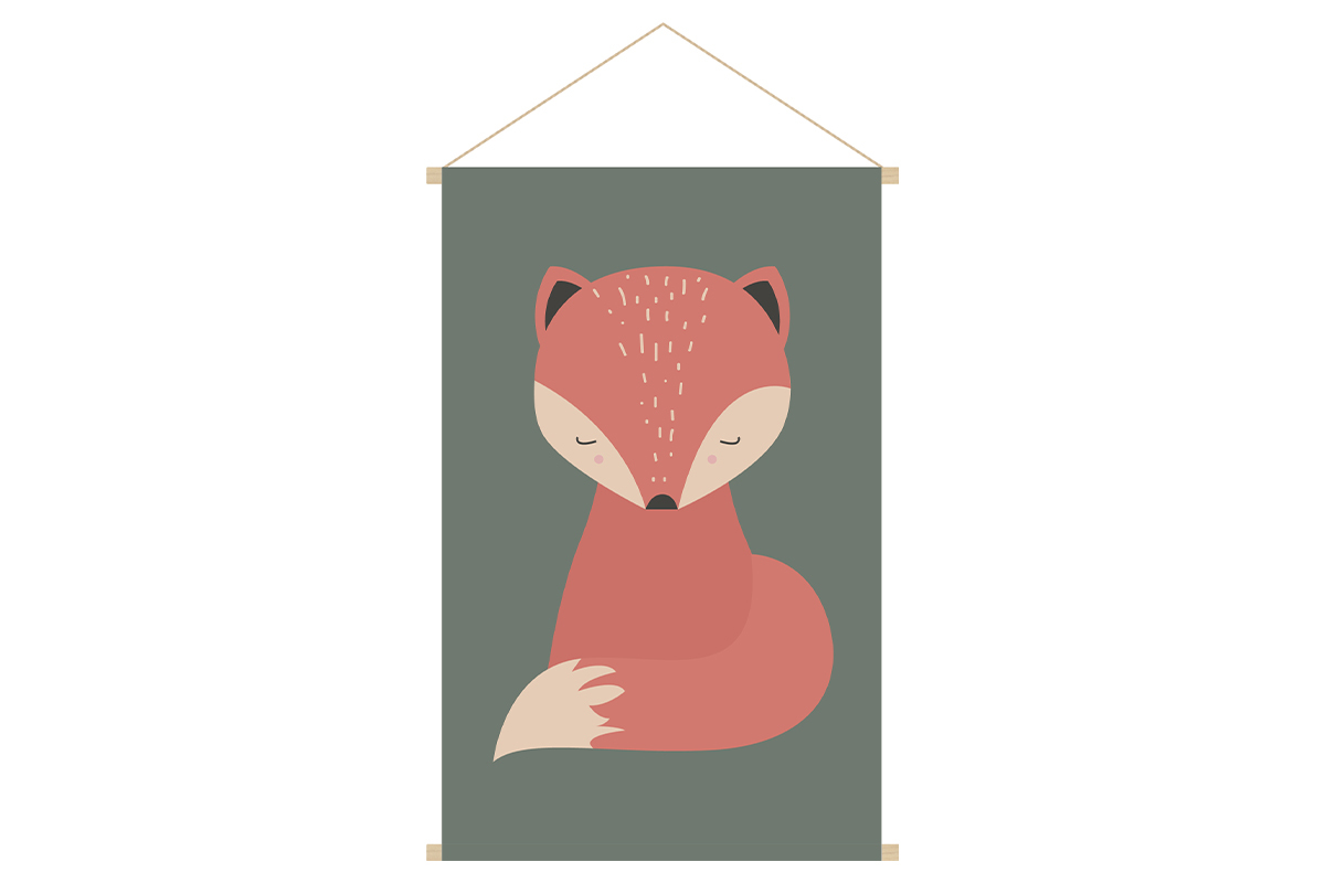 Kakemono enfant tableau en toile suspendue illustration renard L40 x H60 cm CRAFTY