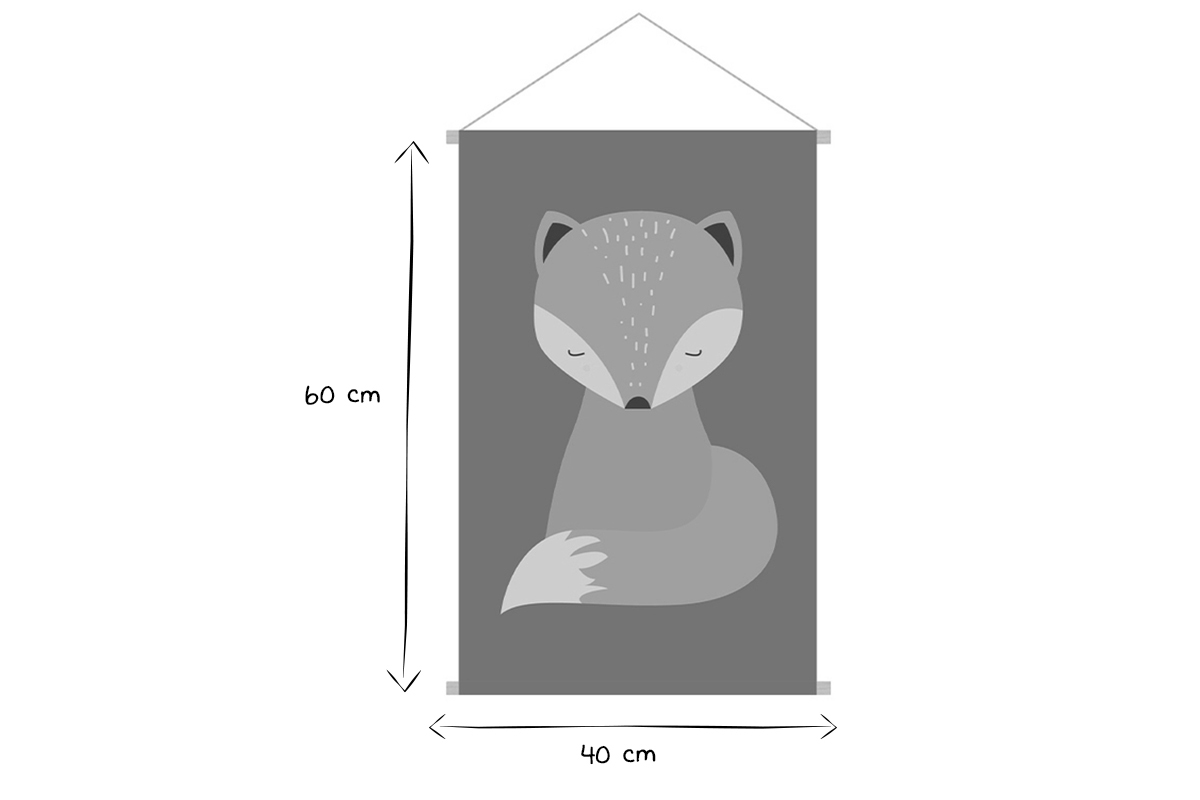 Kakemono enfant tableau en toile suspendue illustration renard L40 x H60 cm CRAFTY
