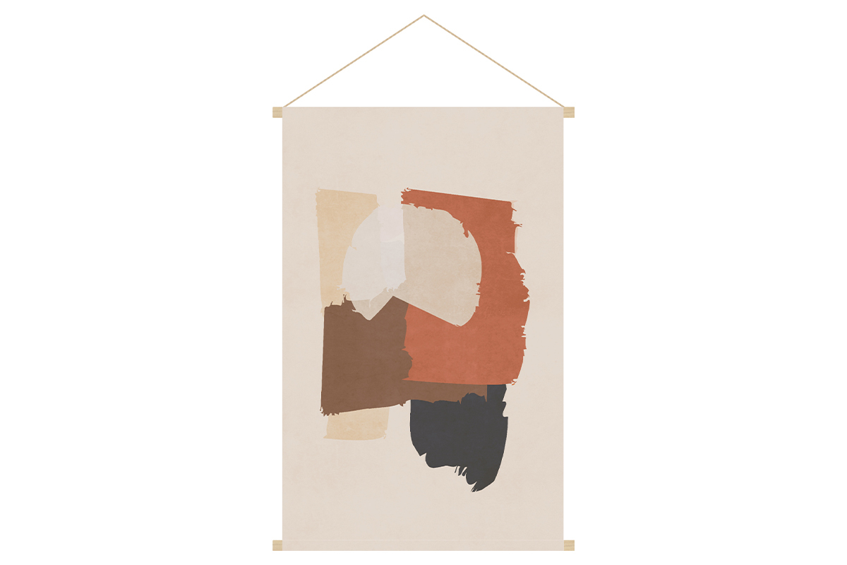 Kakemono tableau en toile suspendue formes abstraites L40 x H60 cm SAHARA