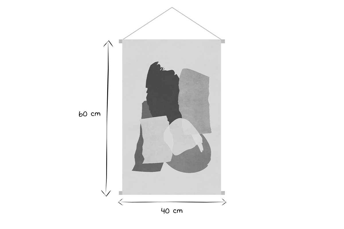 Kak�mono tableau en toile suspendue motif abstrait sur fond beige L40 x H60 cm SAFI