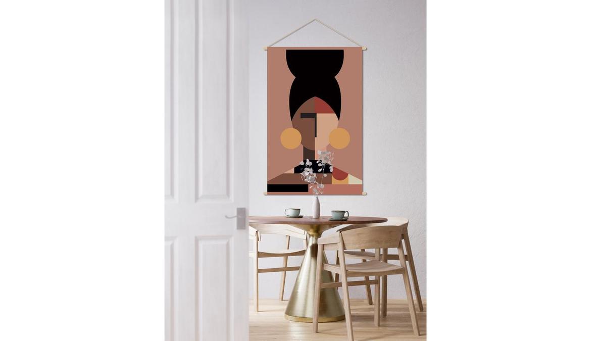 Kakemono tableau en toile suspendue portrait femme ethnique L80 x H120 cm CURLY