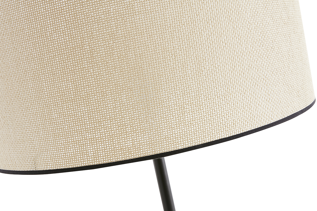 Lampadaire avec abat-jour en papier tiss� naturel et m�tal noir H160 cm ZETA
