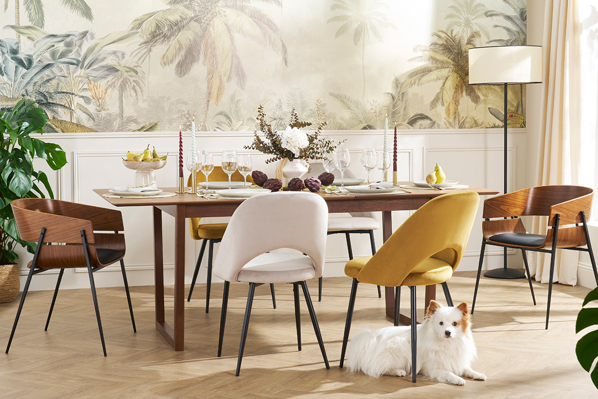 Lampadaire avec abat-jour en papier tiss� naturel et m�tal noir H160 cm ZETA