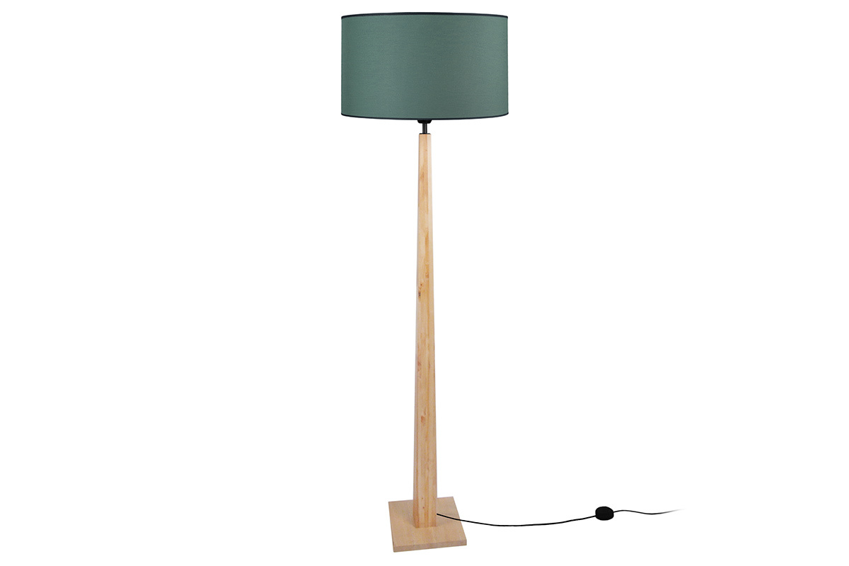Lampadaire bleu gris� avec pied bois NIDRA