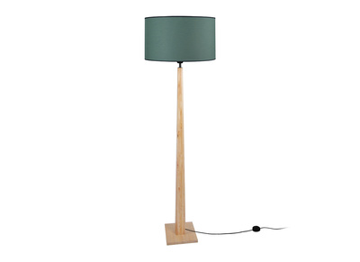 Lampadaire bleu gris&eacute; avec pied bois NIDRA